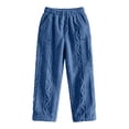 thumbnail image 4 of Women's Cable Knit Fuzzy Loungewear Pants Elastic Waist Jogger Style Warm Plush Home Trousers with Pockets for Fall Winter, 4 of 6