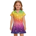 thumbnail image 2 of CCRFTGI Polo Dress for Kids Girls Size 8 School Uniform Cute Sequins Print Pleated Flare Skater Polo Dresses Back To School Summer Button Collared Picque Polo Dress Light Purple 12-13 Years, 2 of 5