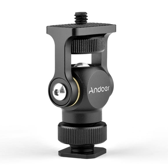 Andoer Video Monitor Mount Mini LED Light Bracket Holder Ballhead Aluminum Alloy with Cold Shoe Mount 1/4 Inch Screw for DSLR Camera