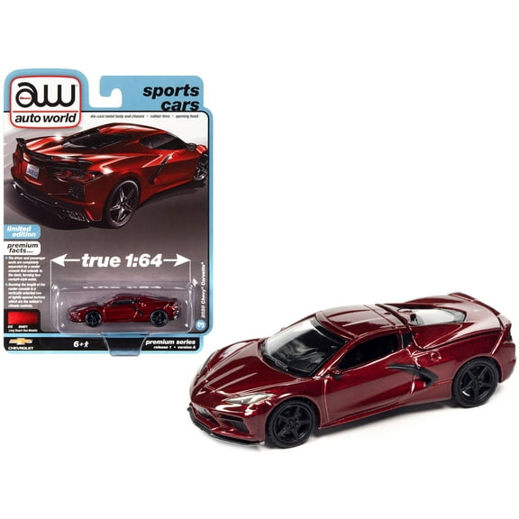 2020 Chevrolet Corvette Long Beach Red Metallic "Sports Cars" Limited Edition 1/64 Diecast Model Car by Auto World