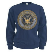 Soffe US Navy Crew Neck Sweatshirt Reflective Print Emblem USN Pullover, Made in USA, Navy Blue, X-Large