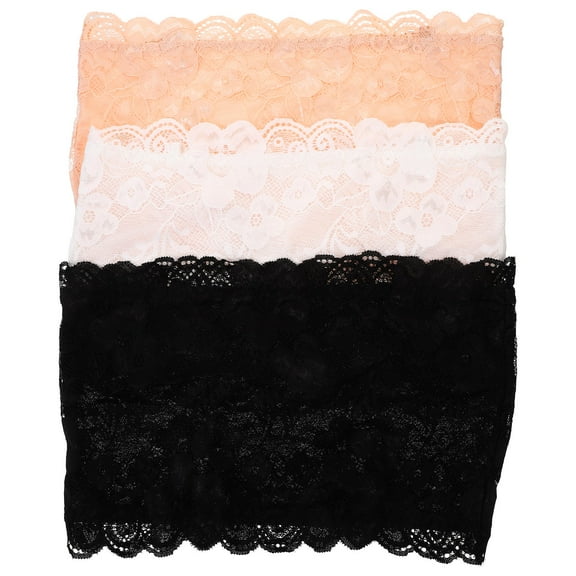 MIPCASE 3pcs Strapless Tube Bra Lace Seamless Undergarment for Women Lace Tube Tops Summer Day