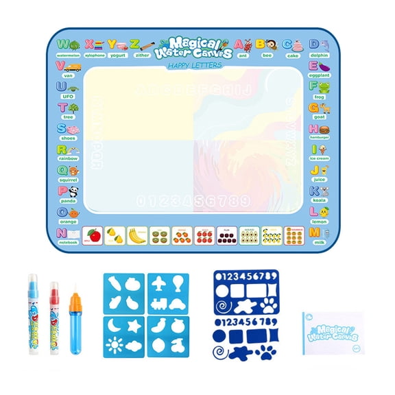Large Water Doodle Mat 31.5 x 23.6 Inches Reusable Magic Drawing Canvas with Pens and Stencils for Mess-Free Creative Art Education and Painting