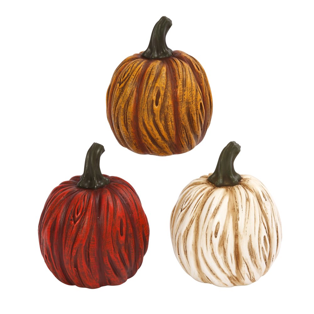 Assorted Colored Resin Pumpkins (Set of 3)