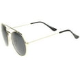 thumbnail image 3 of sunglassLA Unisex Retro Fashion Minimal Thin Metal Brow Bar Round Sunglasses (Gold / Smoke) - 52mm, 3 of 4