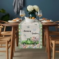 thumbnail image 2 of Easter Table Runner - 70 Inch Long, Kitchen Dining Table Runner Dresser Scarves, Spring Truck Rabbit Flowers Eggs Green Check Farmhouse Decor for Coffee Tables Wedding Party Banquet, 2 of 8
