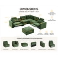 thumbnail image 4 of BEDEEP 133.9'' Power Recliner Sofa with Headrest Console, Modular Cloud Sectional Chenille Reclining Couch with Storage Ottoman Chaise, Convertible 6-Seater Sofa Couch for Living Room RV, Green, 4 of 12