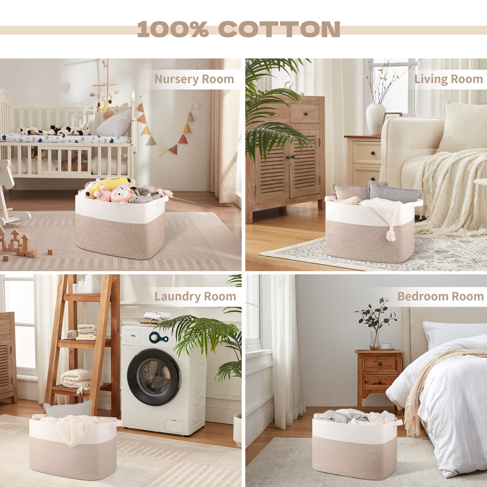 LITERRA Large Blanket Basket Rope Storage Baskets for Organizing, Bedroom Livingroom Washingroom 28 Gallon