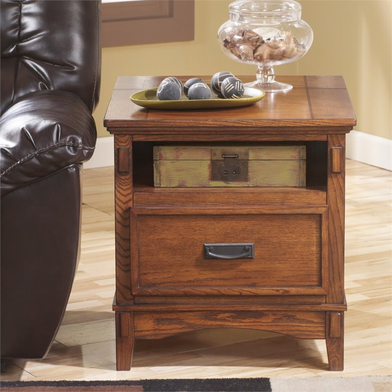 Ashley Furniture Cross Island End Table In Medium Brown Walmart Canada