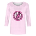 thumbnail image 5 of Riecok Womens Breast Cancer Shirts 3/4 Sleeve Crewneck Ribbon Printed Tunic Tops Basic Tee Blouses Pink L, 5 of 5