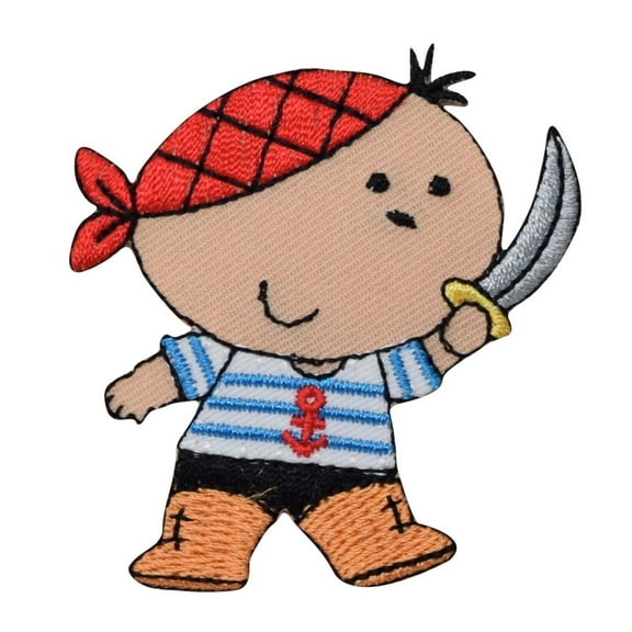 Pirate Boy with Sword Iron on Embroidered Patch
