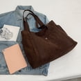 thumbnail image 4 of Bolso de mano de pana para mujer, bolso de hombro grande informal, bolso de viaje para estudiantes (café), 4 of 9