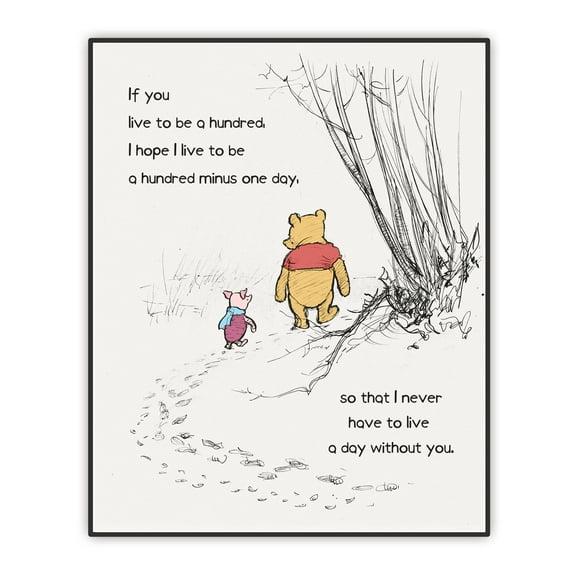 Winnie Classic Wall Art - the Pooh Quote Artwork - Nursery Wall Decor - If you live to be a hundred - Love and Friendship Unframed Print 8"x10"