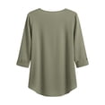 thumbnail image 7 of Ruimatai Women's Casual Lace Embroidered Blouses 3/4 Sleeve V Neck Button Down Linen Tops for Summer Daily Wear, 7 of 7