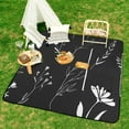 thumbnail image 6 of Black And White Ink Flower Picnic Blanket Waterproof Outdoor Beach Blanket Hand-held Pad Suitable for Travel, Camping, Beach, Family Gatherings, 6 of 7