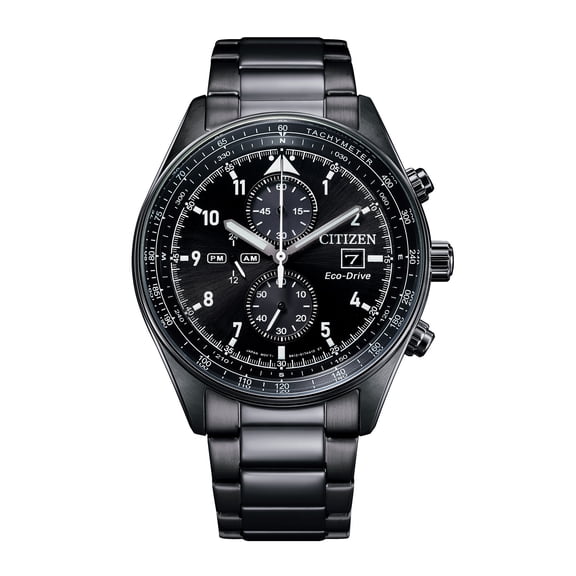 Citizen Men's Eco-Drive Caliper Black IP Chronograph Watch CA0775-52E