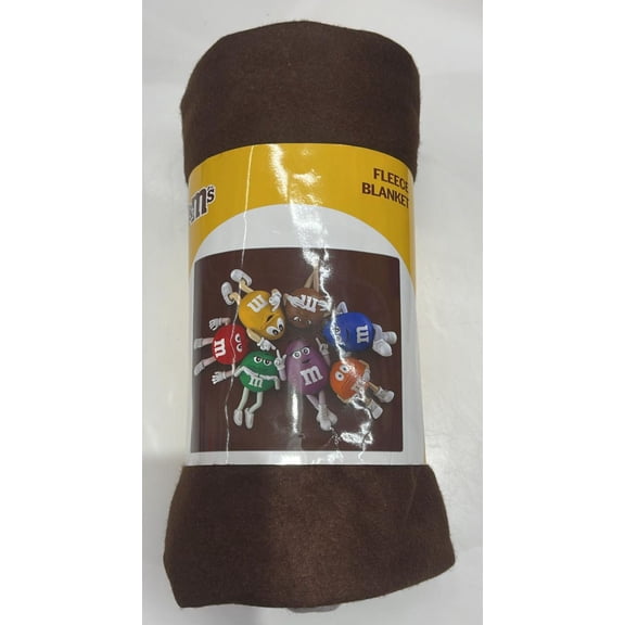 M&M's World Peanuts Bag Brown Fleece Blanket New with Tag