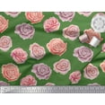 thumbnail image 3 of Soimoi Green Cotton Duck Fabric Rose Floral Printed Fabric 1 Yard 42 Inch Wide, 3 of 3
