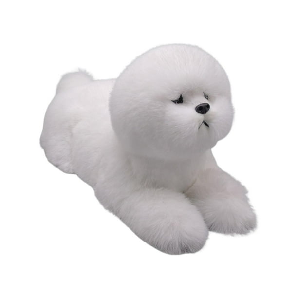 Peluche de perro blanco realista, juguete de peluche de perro realista para niñas. Mintiendo