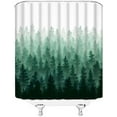 thumbnail image 5 of Watercolor Forest Shower Curtain Green Pine Tree Foggy Misty Jungle Nature Plant Rustic Scenery Landscape Extra Long Bathroom Home Curtain with Hooks,70" Wx84 H, 5 of 6