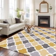 thumbnail image 3 of 5x7 Washable Area Rug, Moroccan Non-Slip Large Rectangle Rug for Living Room Bedroom, Yellow Gray Indoor Floor Mat for Home Decor, 3 of 9