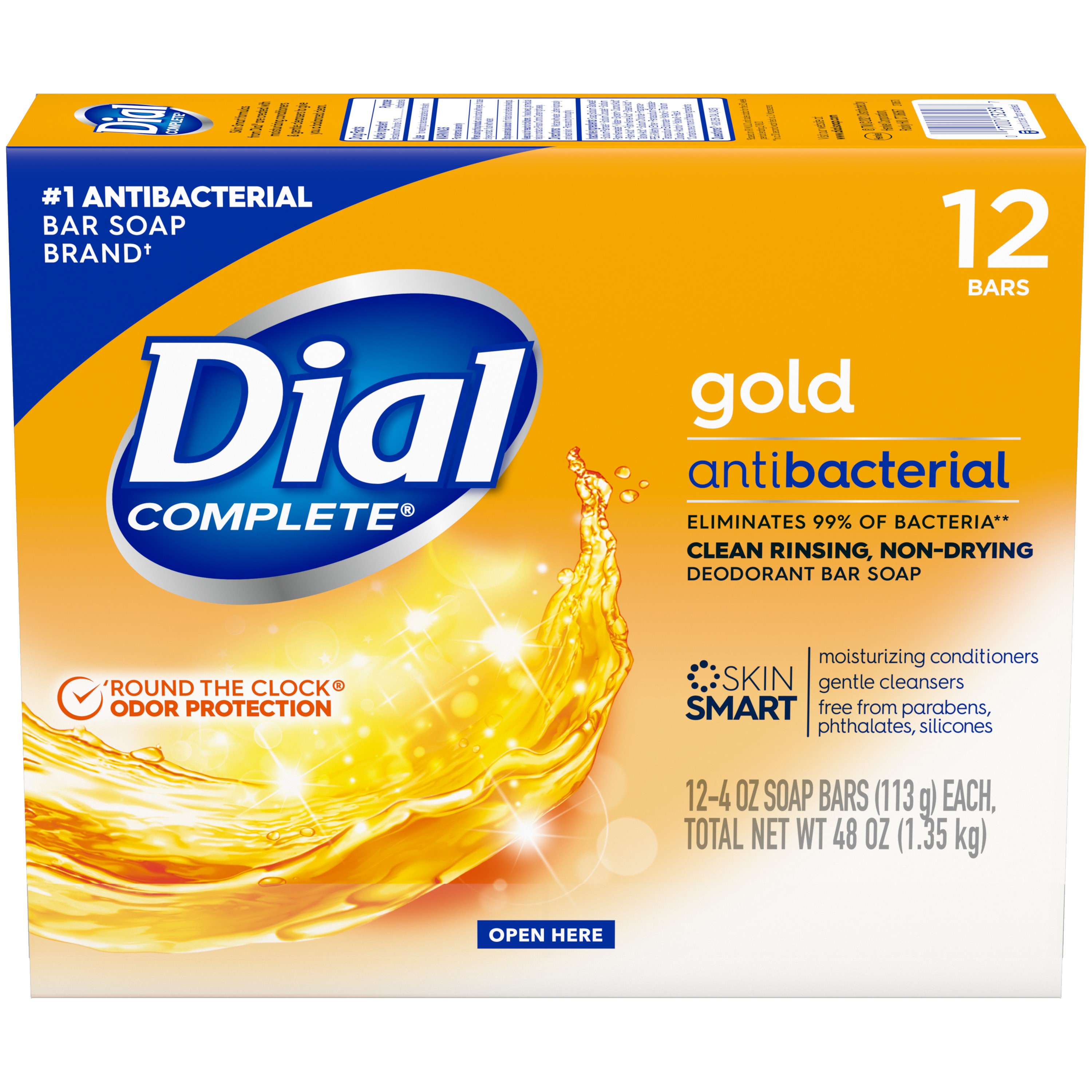 Dial Antibacterial Deodorant Bar Soap, Advanced Clean, Gold, 4 oz, 12 Bars - image 2 of 10