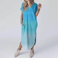 thumbnail image 2 of Pisexur Robes pour Femmes 2024 Mode Bohème Floral Robes de Retour à la Maison Col en V Fente Robe Maxi Manches Courtes Robe de Cocktail pour Femmes Décontractée Ample Fluide Robe avec Poches, 2 of 5
