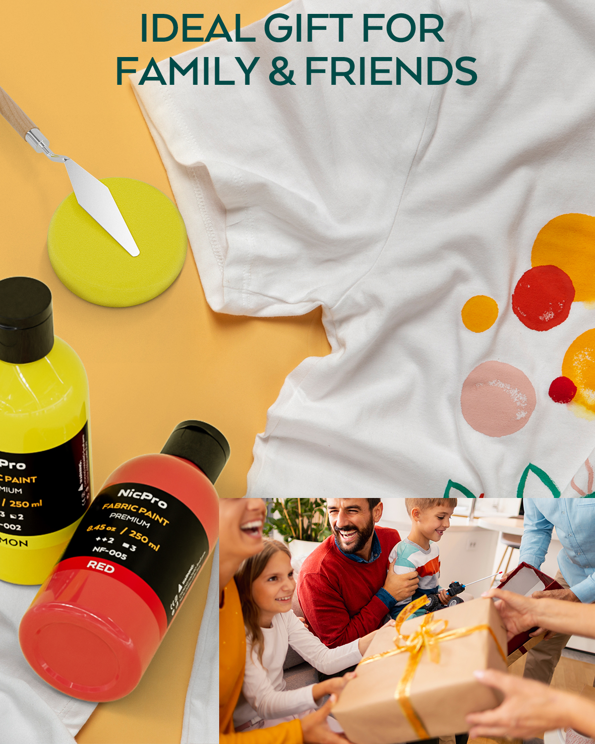 Nicpro 18 Colors Permanent Fabric Paint (8.45 oz, 250 ml) Soft Fabric Paint for Clothes, Non-Toxic Textile Paint for Fabric DIY Crafts, T-shirts, Shoes Jeans Bags Canvas for Adult with Color Wheel