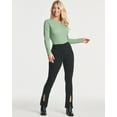 thumbnail image 5 of Real Essentials 3 Pack: Women's Round Neck Long Sleeve Ribbed Bodysuit Shirt Tops (Available in Plus Size), 5 of 6