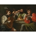 thumbnail image 2 of Follower of Valentin de Boulogne 24x19 Gold Ornate Framed and Double Matted Museum Art Print Titled - Musicians and Drinkers in an Interior, 2 of 4