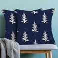 thumbnail image 2 of Christmas Pillow Covers 18x18 Inch Set of 2 Navy Blue Cream Christmas Tree Decor Throw Pillows Winter Xmas Holiday Outdoor Cushion Cases for Couch Bed Decorations, 2 of 6