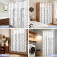 thumbnail image 5 of No Hook Shower Curtain,Black Gray Waterproof Fabric Shower Curtains for Bathroom,Pastoral Botanical Branch Aesthetics Bathroom Curtain with Mesh Top Window for Home Hotel Bathtub,Small Stall 36"x72", 5 of 9