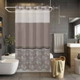 thumbnail image 5 of No Hook Boho Brown Flower Shower Curtain with Snap in Liner Set, Abstract Bohemia Pesley Floral Waterproof Fabric Bathroom Curtains with See Through Top Window, Hotel Style Small 36 x 78 Inch, 5 of 9