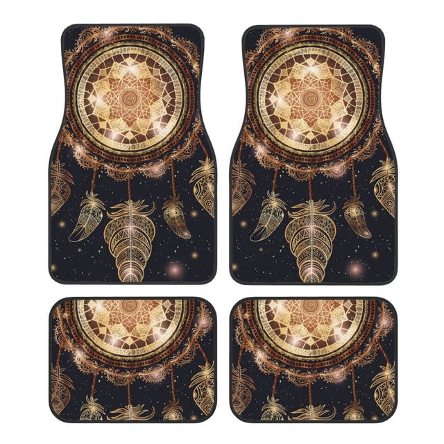 Disketp Dreamcatcher With Mandala for Crystal Velvet Car Mats Four-Piece Set,All-Season Automotive Protection, Vehicles, Cars, Trucks, and SUVs,Anti-Slip Design