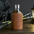 Viski Parker Leather- Wrapped Flask for Liquor, Whiskey Flask 7 oz Set ...