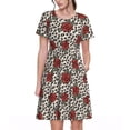 thumbnail image 1 of Balery Leopard Print Rose Vestidos sueltos de manga corta para mujer, vestidos de verano 2025, vestidos casuales de corte A con vuelo., 1 of 6