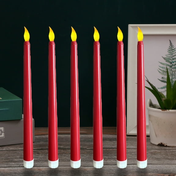 Edgergery 6 Pcs Red Flameless Taper Candles with Remote Control,Battery Operated 11 Inch Candle Light LED Flameless Candlesticks Fake Candles Flickering Tapered Candles for Wedding Christmas