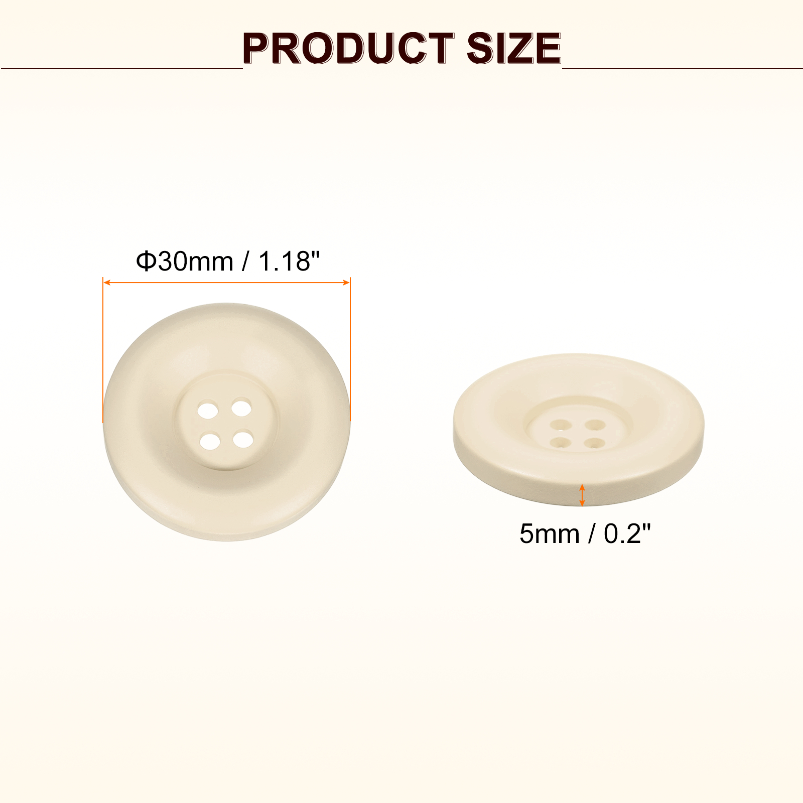 Uxcell 50pcs Sewing Button 30mm 4 Holes Resin Round Crafting Buttons, Coffee