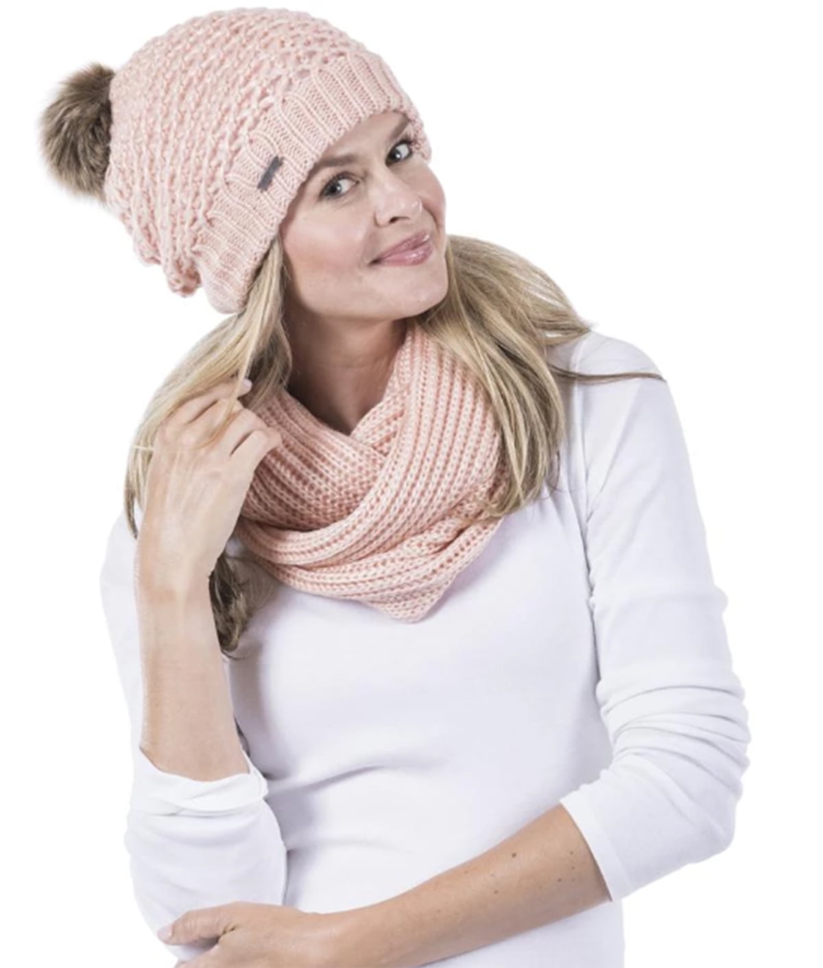 Hand knit pink beanie hat Gradient wool hat