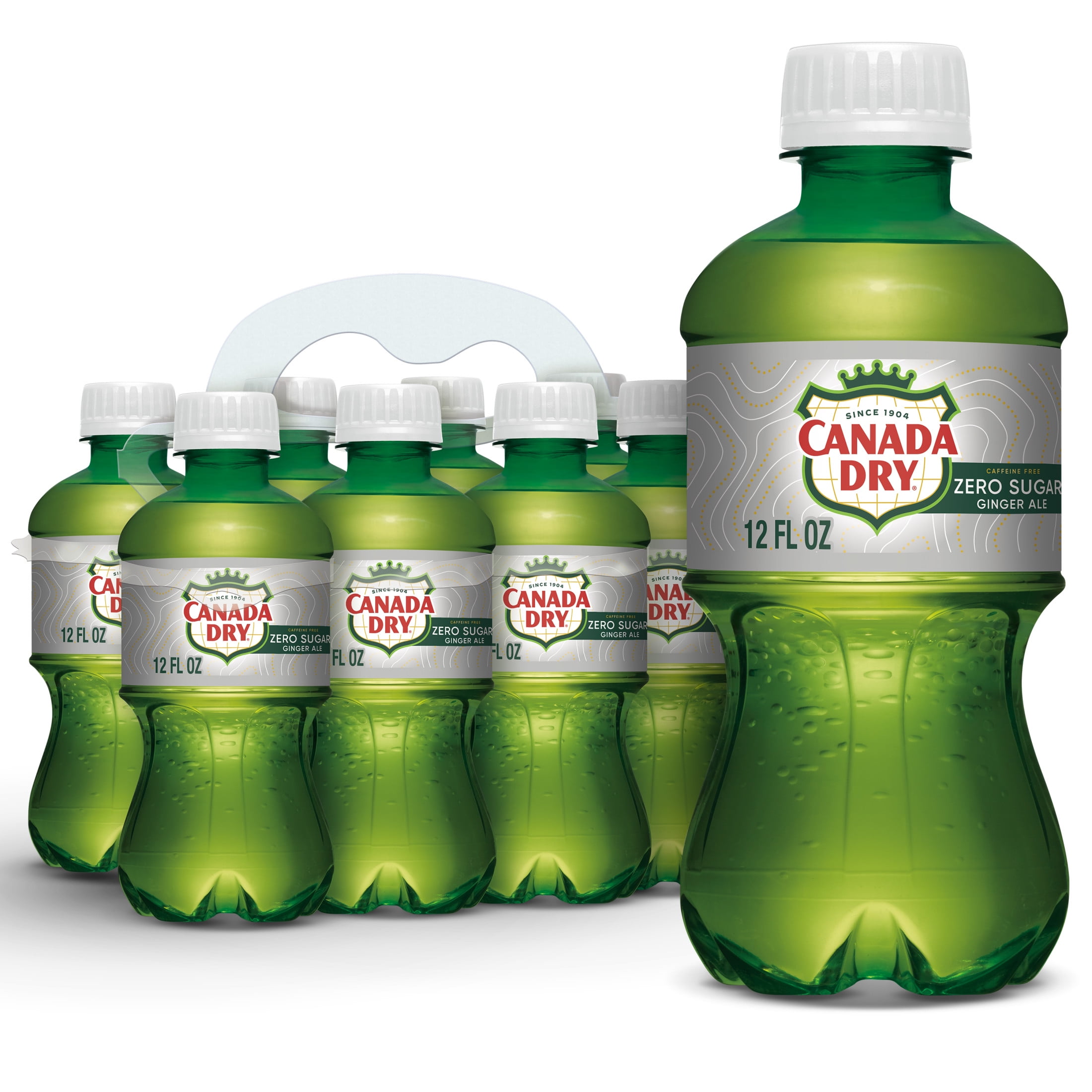 (3 pack) Canada Dry Caffeine Free Zero Sugar Ginger Ale Soda Pop, 12 fl oz, 8 Pack Bottles