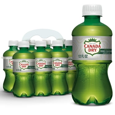 Canada Dry Caffeine Free Zero Sugar Ginger Ale Soda Pop, 12 fl oz, 8 Pack Bottles
