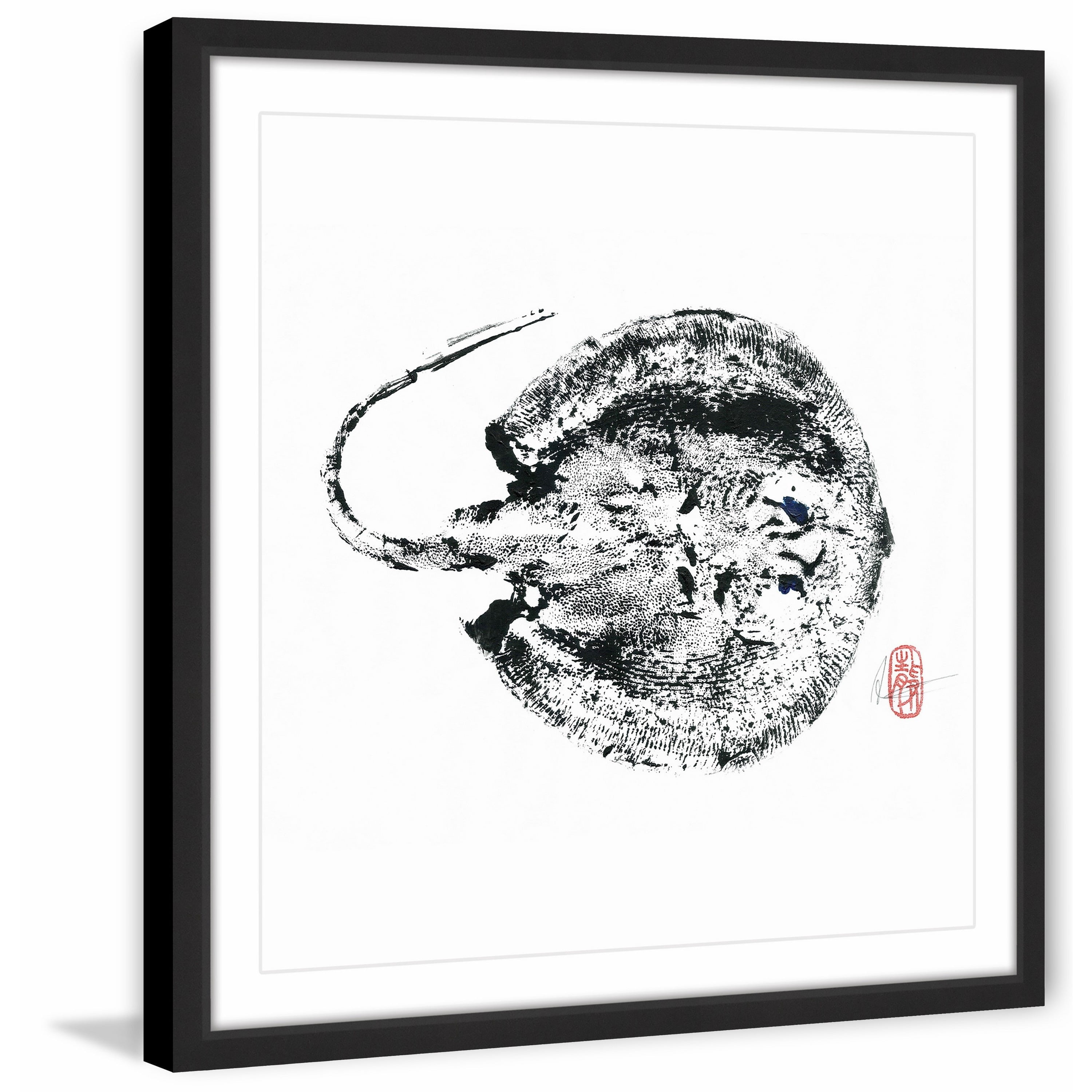 Stingray Black Framed Painting Print