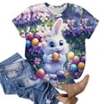 thumbnail image 5 of Mifsaly Easter Shirts for Women Short Sleeve Crewneck T-Shirt Realistic Easter Rabbit Floral Print Summer Graphic Tee Top Casual Holiday Shirt XL, 5 of 5