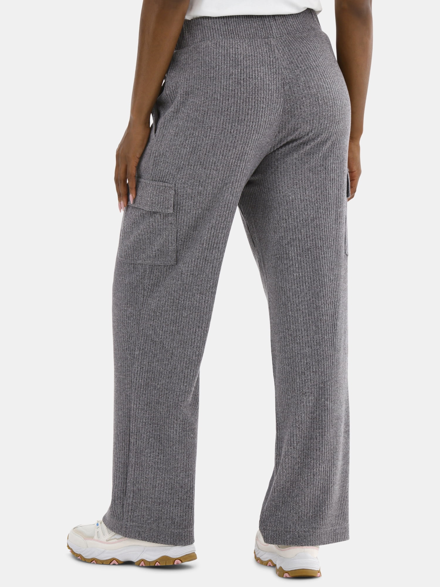Avia Women’s and Women's Plus Corded Ribbed Seamed Wide-Leg Pants, Sizes XS-4X