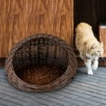 thumbnail image 5 of C Cattleya Cat Houses for Outdoor Cats, Hand-Woven Faux Rattan Cat Beds for Indoor Cats, Washable Cat Condo Cave with Soft Cushion, 5 of 6