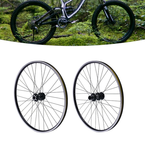 29 Inch Mountain Bike Wheelset, Quick Release Front & Rear Wheels Black Bike Wheels, Aluminum Alloy Rim Disc Brake MTB Wheelset, Double Six-hole Disc