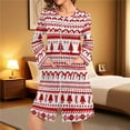 thumbnail image 2 of jobturf Womens Christmas Nightgown Long Sleeve Full Length Reindeer Nightshirts Casual Soft Comfy Breathable Sleepwear with Pockets, 2 of 9