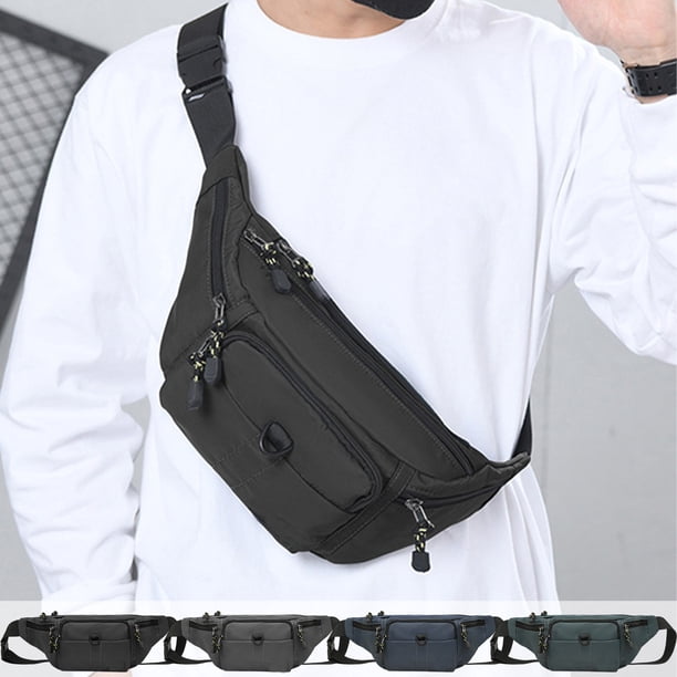 mfyjkho Riñonera impermeable de nailon y elastano, bolsa cruzada para teléfono, accesorio de viaje para deportes al aire libre, 40 x 12 x 8 cm, 1 unidad.