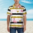 thumbnail image 4 of Haiem Gold Glittering Hearts and Flamingos Printed Hawaiian Shirt for Men - Men’s Casual Beach Summer Shirts - Stretch Fabric with Modern Fit-Medium, 4 of 9