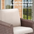thumbnail image 5 of Yeahumalia 6-Piece Wicker Patio Outdoor Conversation Sets with Rattan Sofa, 2 Swivel Rocking Chairs, 2 Ottomans and Side Table, Brown/Beige, 5 of 10